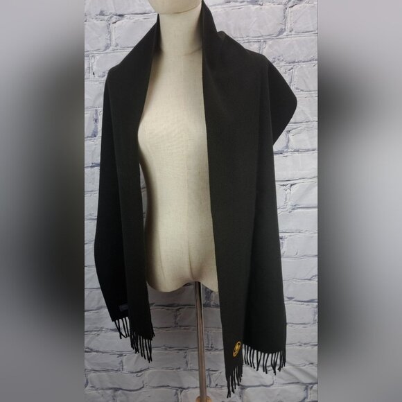 Burberry Men's Scarf Green Logo Knight Vintage Y2K 90s Lambswool England 12"x68" - Picture 14 of 15